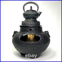 Japanese Tea Chagama-shaped Nambu/Nanbu Tekki Cast Iron Ashtray & Mini Tetsubin