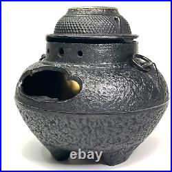 Japanese Tea Chagama-shaped Nambu/Nanbu Tekki Cast Iron Ashtray & Mini Tetsubin