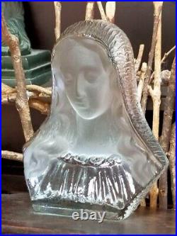 Japanese Vintage Antique Hand-Blown Glass Virgin Mary Statue From Japan