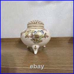 Japanese Vintage Censer Incense burner Satsuma-ware, Flower, Height 8.5cm, ? 8cm