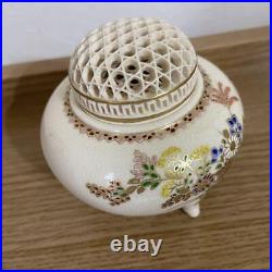 Japanese Vintage Censer Incense burner Satsuma-ware, Flower, Height 8.5cm, ? 8cm