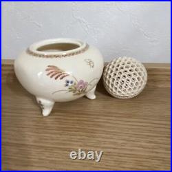 Japanese Vintage Censer Incense burner Satsuma-ware, Flower, Height 8.5cm, ? 8cm