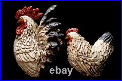 Japanese Vintage Ceramic Rooster and Hen Ornament