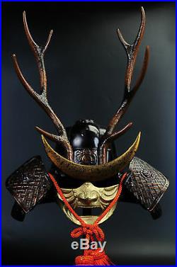 Japanese Vintage Samurai Helmet shikanosuke kabuto with a mask