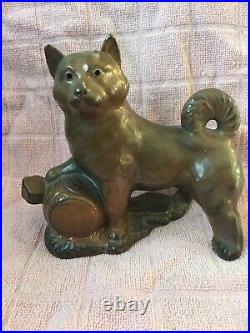 Japanese antique Vtg AKITA Shiba Inu. Dog Bizen Ware Pottery Statue Art Figurine