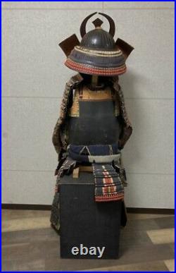 Japanese antique samurai armor busho yoroi kabuto with wooden box / vintage A