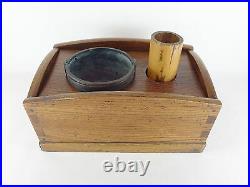 Japanese antique vintage lacquer wood large Tobacco Bon smoking tray chacha