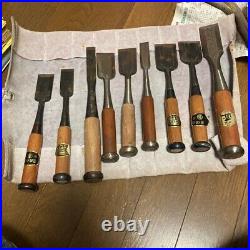 Japanese antiques Carpentry Tools Punch NOMI Vintage Wood set of 9