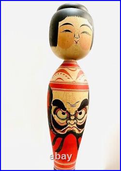 KOKESHI Japanese Doll vintage antique Japan used wood Junichi Sasamori daruma Q