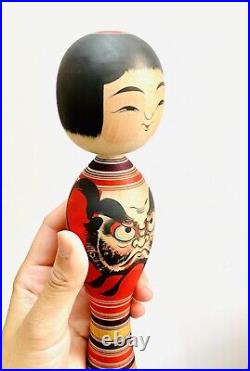 KOKESHI Japanese Doll vintage antique Japan used wood Junichi Sasamori daruma Q