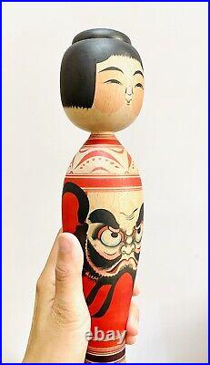 KOKESHI Japanese Doll vintage antique Japan used wood Junichi Sasamori daruma Q