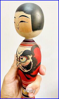 KOKESHI Japanese Doll vintage antique Japan used wood Junichi Sasamori daruma Q