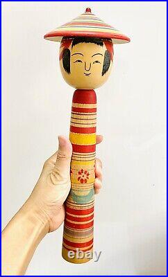 KOKESHI Japanese Doll vintage antique Japan used wood Kazuo Watanabe Q big