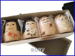 Kokeshi Japanese Wooden Doll Vintage Antique Set Lot of 4 KY404 from Japan