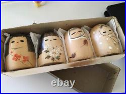 Kokeshi Japanese Wooden Doll Vintage Antique Set Lot of 4 KY404 from Japan