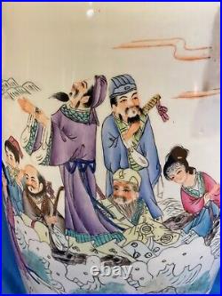 LARGE Vintage JAPANESE Asian Pottery Porcelain VASE Hand-Painted 24 2577