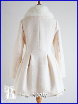 LIZ LISAFur & Ribbon Wool Coat White LARME Hime Lolita Japan F439