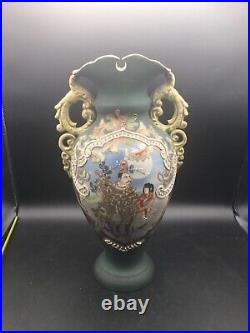 Large Vintage Satsuma Japanese Vase Hand Painted