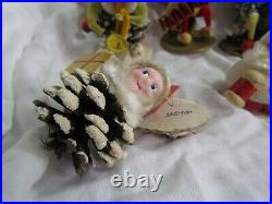 Lot 15 Vtg Pine Cone Putz Chenille DWARF ELVES Gnomes Ornaments Japan Christmas