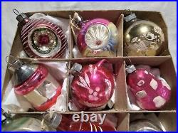Lot Vintage Box Glass Feather Tree Bell Indent Christmas Ornament Japan Lantern