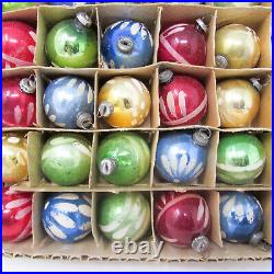 Lot of 36 VTG Mini Hand Painted Feather Tree Glass Xmas Ornaments Japan 1