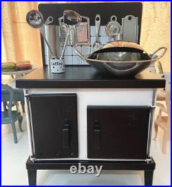 Luxury Miniature Cooking Metal Stove &Cookware, Free Mini Japan Made Wok Set, Gift