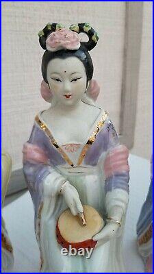 Muses Of Musicjapanese Vintage Art Porcelain Figurines Set Handcrafted