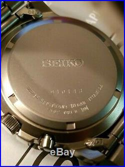 NOS Seiko 7T62-0BF0 Men's Ultralight Titanium Alarm Chronograph 100M Wood Boxed