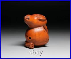 Netsuke Bird Antique Japanese Boxwood vintage Ojime Edo Japan 8496