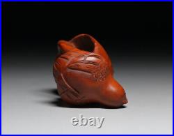 Netsuke Bird Antique Japanese Boxwood vintage Ojime Edo Japan 8496