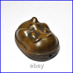 Netsuke Hyottoko Antique Japanese Boxwood vintage Ojime Edo Japan 8353