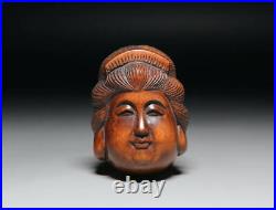 Netsuke Mother Antique Japanese Boxwood vintage Ojime Edo Japan 8436