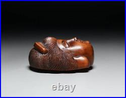 Netsuke Mother Antique Japanese Boxwood vintage Ojime Edo Japan 8436