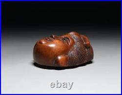 Netsuke Mother Antique Japanese Boxwood vintage Ojime Edo Japan 8436