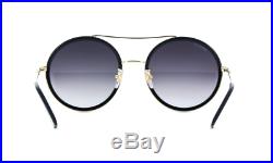 New Gucci GG0061S 001 Black/Gold Gray Lens Round Women Sunglasses