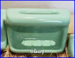 New Vintage Stock 7pc. Jadeite/Ming Green Tile-In Bathroom Accessory Set Japan