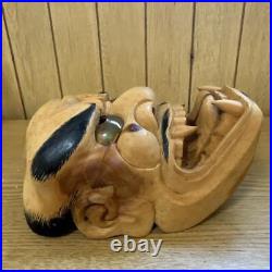 Noh Mask Shishiguchi Japanese Vintage Antique Handmade Wood Carving