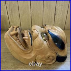 Noh Mask Shishiguchi Japanese Vintage Antique Handmade Wood Carving