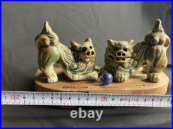 Okinawa folk crafts, Shisa, vintage, pottery, wooden, antique Japan