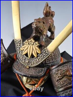 Old Vintage Japanese Samurai Helmet -Yoshitsune Kabuto- with a Mask Tsushima