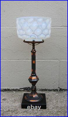 Original Antique 1890s Japanned Finish Gas Light Fixture, Vintage Lighting