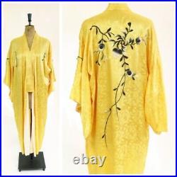 Original Vintage 1920s 1930s 1940s Deco Flapper Embroidered Kimono Robe Gown