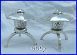 Pair Japanese Lantern Shakers Sterling Silver 950 Vintage Japan