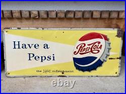 Pepsi Vintage Large Wide Sign 71cn Antique From Japan 1956