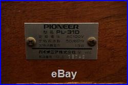 Pioneer PL-31D Vintage Manual Belt Drive Turntable Record Vinyl Player 100V