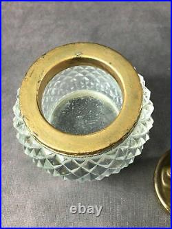 RARE Antique Vintage- Art Deco French Cut Crystal Brass Lighter Glass JAPAN
