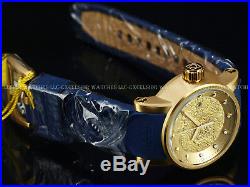 RARE Invicta 18215 Yakuza Automatic Matte Finish Gold-Tone IP Blue Strap Watch