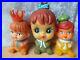 RARE VINTAGE antique Japan doll rubber IWAI toy SET 3