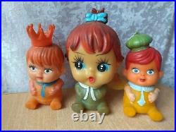 RARE VINTAGE antique Japan doll rubber IWAI toy SET 3