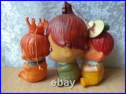 RARE VINTAGE antique Japan doll rubber IWAI toy SET 3